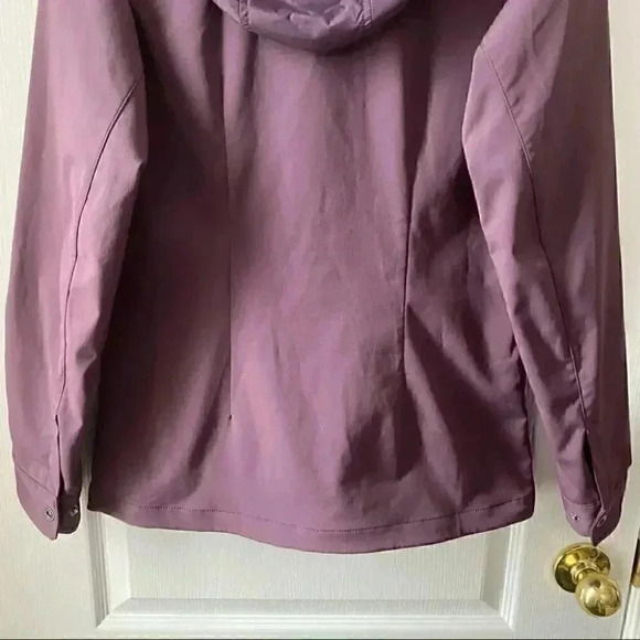 Eddie Bauer Softshell Utility Jacket Hooded Trench Coat Spring Fall Purple XS - Picture 9 of 15